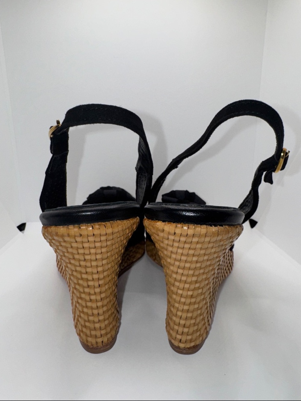 Lulu Guinness Suede Slingback Wedges Open Toe w Bow Women’s EU 39.5 - Picture 7 of 13